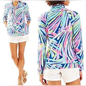 Lilly Pulitzer Indigo Sea Dreamin Angela Zip Up Size Small, EUC